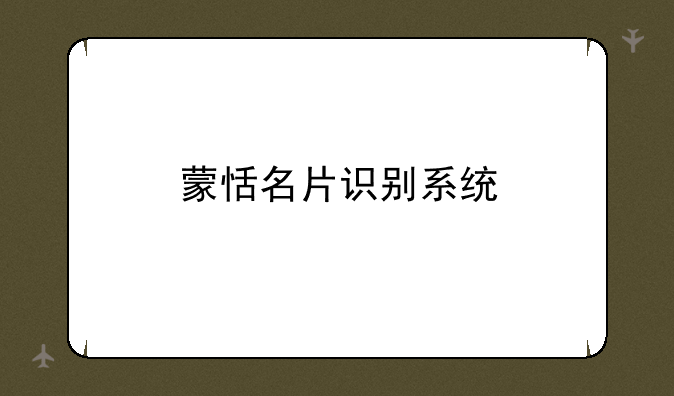 蒙恬名片识别系统