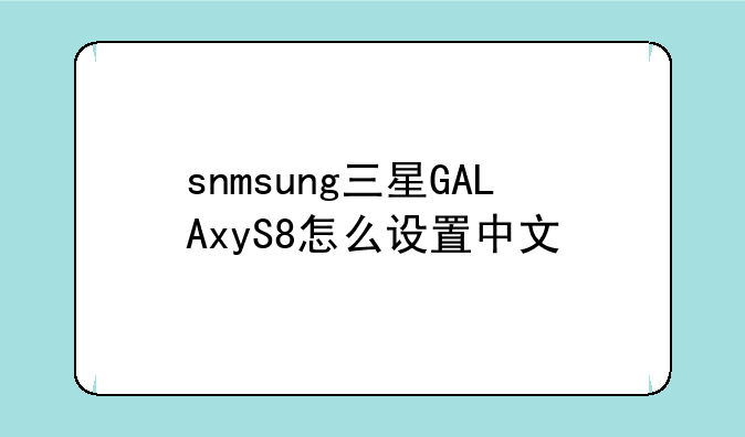 snmsung三星GALAxyS8怎么设置中文