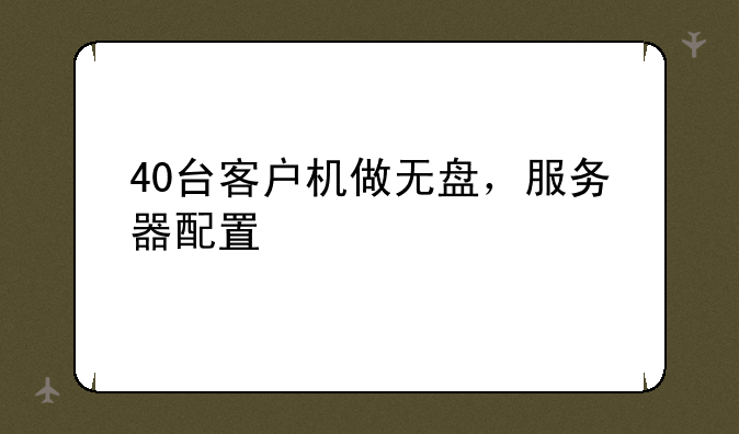 40台客户机做无盘，服务器配置