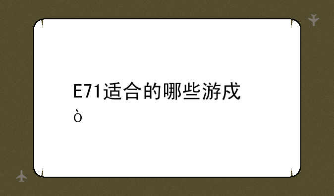 E71适合的哪些游戏？