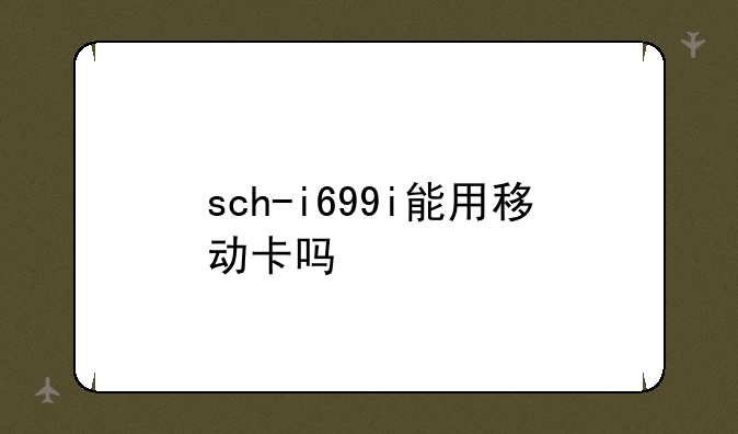 sch-i699i能用移动卡吗