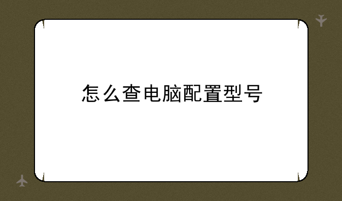 怎么查电脑配置型号
