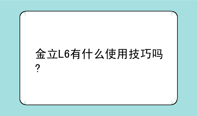 金立L6有什么使用技巧吗?