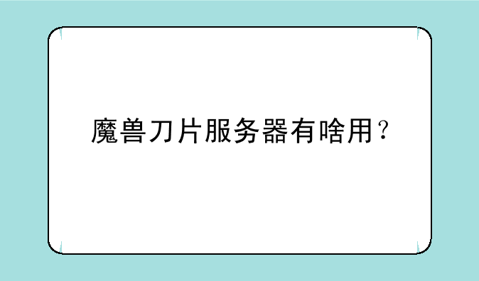 魔兽刀片服务器有啥用？