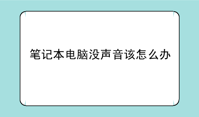 笔记本电脑没声音该怎么办