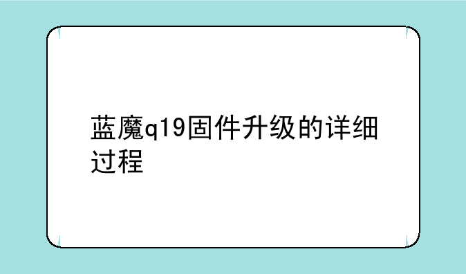 蓝魔q19固件升级的详细过程