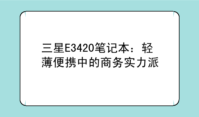 三星E3420笔记本：轻薄便携中的商务实力派