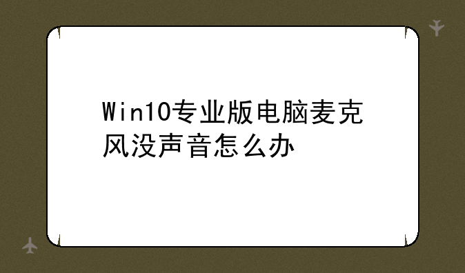Win10专业版电脑麦克风没声音怎么办