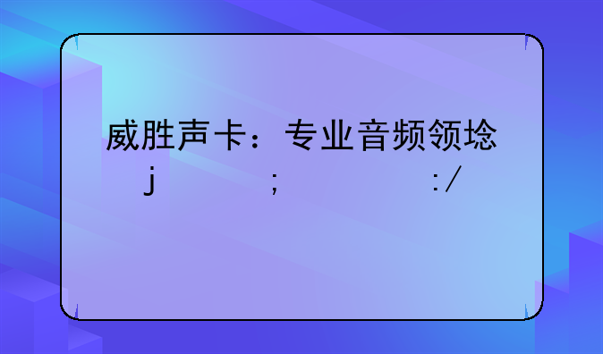 威胜声卡：专业音频领域的低调王者