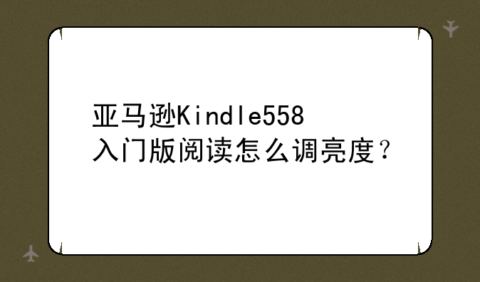 亚马逊Kindle558入门版阅读怎么调亮度？