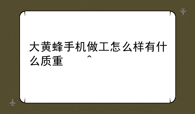 大黄蜂手机做工怎么样有什么质量问题