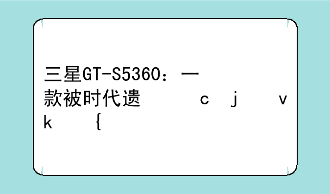 三星GT-S5360：一款被时代遗忘的坚实身影