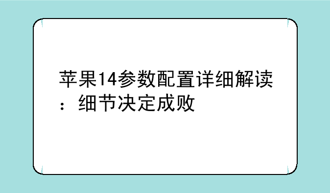 苹果14参数配置详细解读：细节决定成败