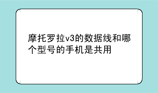 摩托罗拉v3的数据线和哪个型号的手机是共用