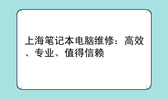 上海笔记本电脑维修：高效、专业、值得信赖