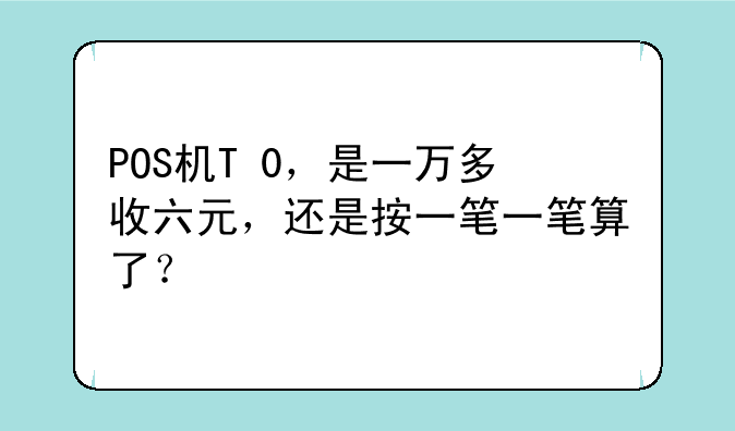 POS机T+0，是一万多收六元，还是按一笔一笔算了？