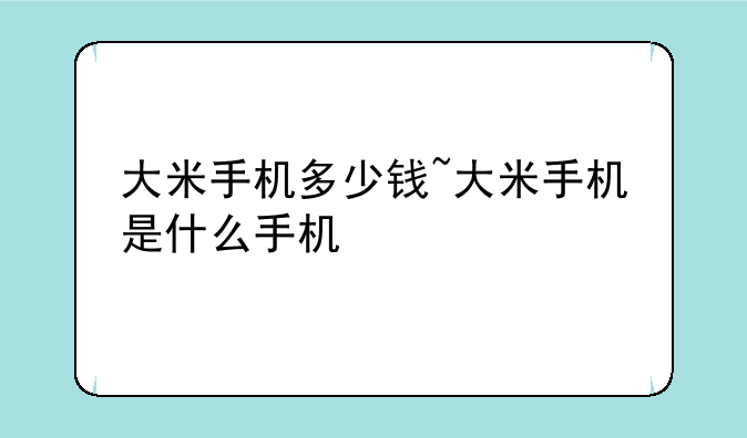大米手机多少钱~大米手机是什么手机
