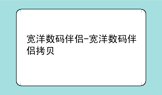 宽洋数码伴侣-宽洋数码伴侣拷贝