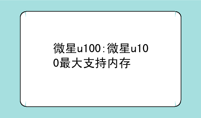 微星u100:微星u100最大支持内存