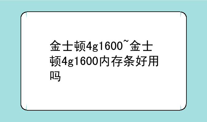 金士顿4g1600~金士顿4g1600内存条好用吗