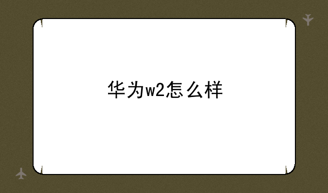 华为w2怎么样