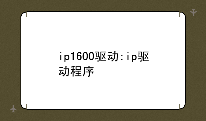 ip1600驱动:ip驱动程序