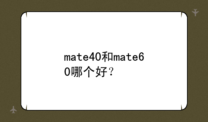 mate40和mate60哪个好？